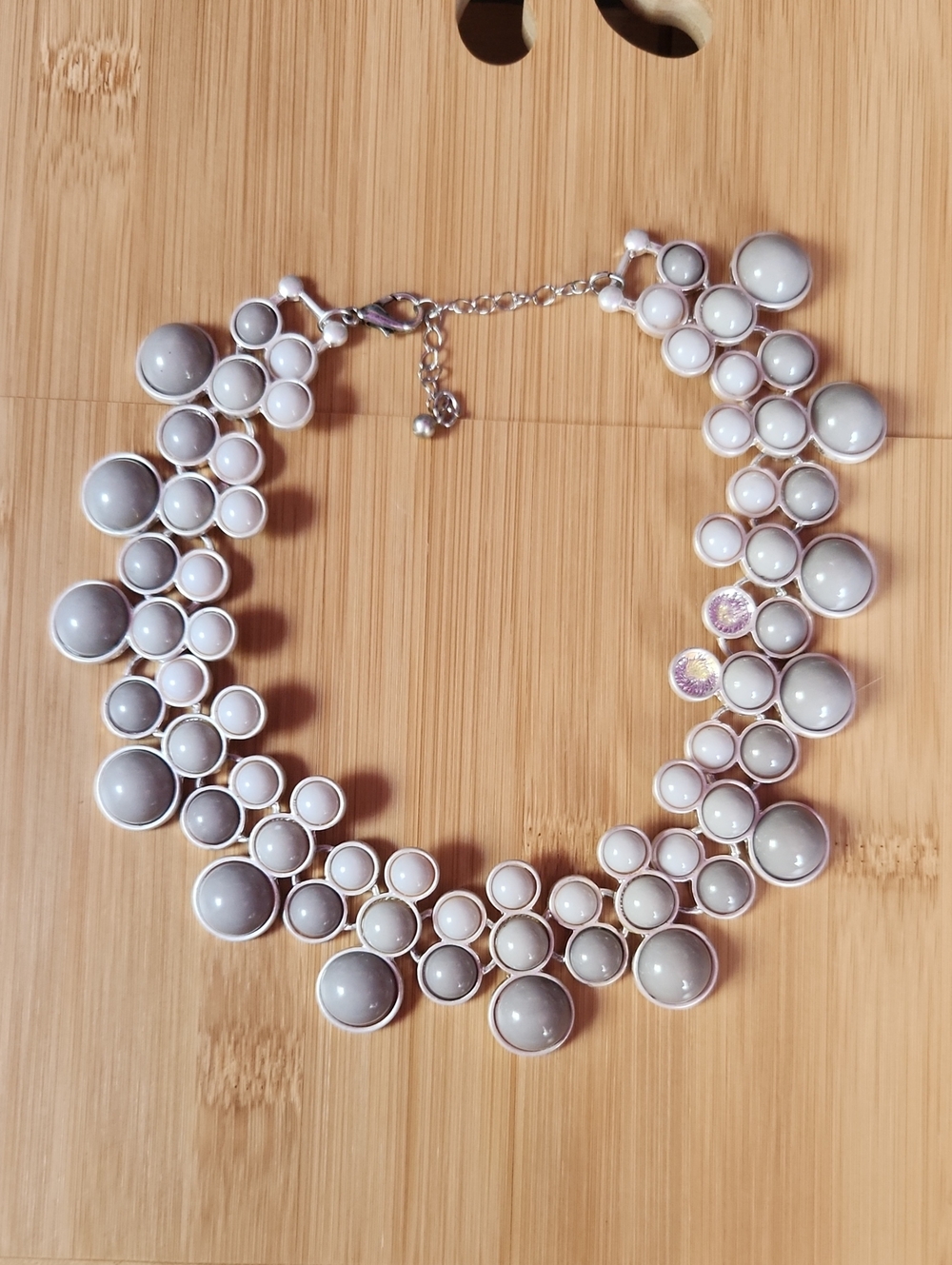 Vintage Grey Bubble Statement Necklace *A